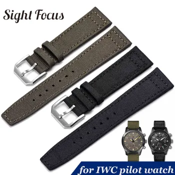 20mm 21mm 22mm Nylon Piele Watchbands pentru IWC Pilot Mark Spitfire fusul Orar Top Gun Curea Verde Negru Curele Curele 2617
