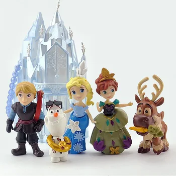 5pcs/Lot 6-17cm Congelate 2 Anna Printesa Elsa, Olaf, Sven, Kristoff Si Castelul de Gheata Tronului din Palatul Pvc figurina Papusa