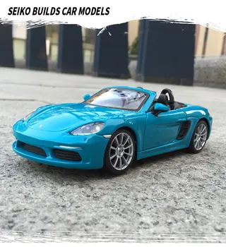 Bburago 1:24 Porsche 718 Boxster Blue roadster cabrio simulare aliaj model de masina Colecteze cadouri de jucărie