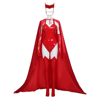Wanda Viziune Sexy Wanda Maximoff Scarlet Witch Cosplay Costum Mantie Roșie Cape Uniformă Costum Costum Pentru Femei