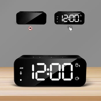 Display LED Digital Ceas cu Alarmă, Oglinzi Muzica Ceas cu Dual Alarme și Ceas cu Alarma Snooze pentru Dormitor, Bucatarie 27078