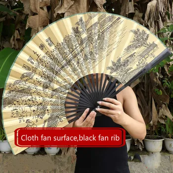 Montare Pe Perete Pânză Fan Stil Chinezesc Supradimensionate Decor De Pliere Hârtie Kraft Fan Clasică Camera De Zi Mobilier Decorativ 27148