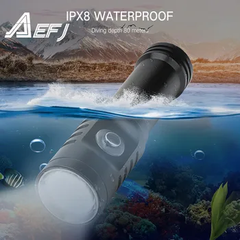 Scufundări Lanterna LED XM-L2 rezistent la apa IPX8 se arunca cu capul sub apă 80 de Metri 18650 Lanterna Lampa Camping Lanterna