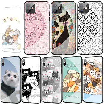 Drăguț amuzant O Gramada De Pisici art pisica Capac Sticla pentru iPhone 11 Pro XR X XS Max 7 8 6 6s Plus 5S SE 2020 Caz de Telefon
