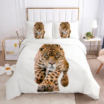 3D-Leopard Lenjerie de Pat Carpetă Acopere Seturi Plapuma Acoperă Pernă Shams Lenjerie de pat lenjerie de Pat Seturi de Regina Dublu, Textile de Casa