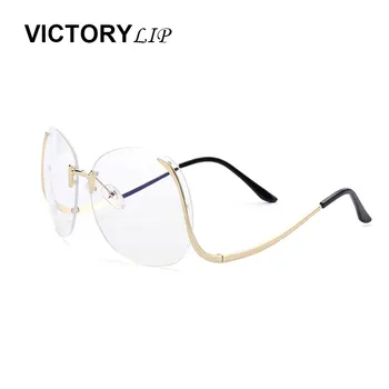 VictoryLip Supradimensionate Fierbinte transparent Optica obiectiv Clar ochelari de Soare pentru Femei Brand Designer de Elegant Lady Ochelari de Soare de sex Feminin Rimlesss