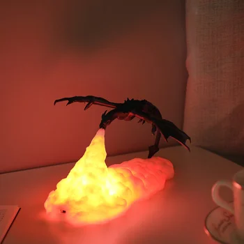Lumina de noapte Pentru Dormitor, Camera Copil Imprimate 3D LED Dragon de Foc Lămpi Reîncărcabilă starea de Spirit de Lumină Moale Dormitor Camping Drumetii Decor
