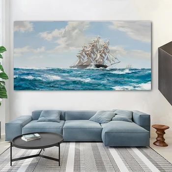 Corabie Pe Mare, Poze stil Scandinav Panza Tablou Peisaj de Postere si Tiparituri pentru Camera de zi de Decorare Perete