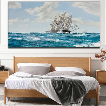 Corabie Pe Mare, Poze stil Scandinav Panza Tablou Peisaj de Postere si Tiparituri pentru Camera de zi de Decorare Perete