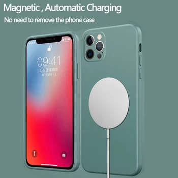 Nia și austria mai Noi Margine Dreaptă de Silicon de Caz Pentru iPhone 12 Pro Max 12 Mini 11 11pro Xs Max X XR Magnetic Cazuri Presupunem că Pentru Magsafe