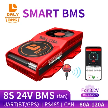 18650 inteligente BMS 8S 24V-80A 100A 120A Bluetooth 485 la dispozitivul USB NTC UART software împreună Leu LiFepo4 Baterie BMS Cu Ventilator