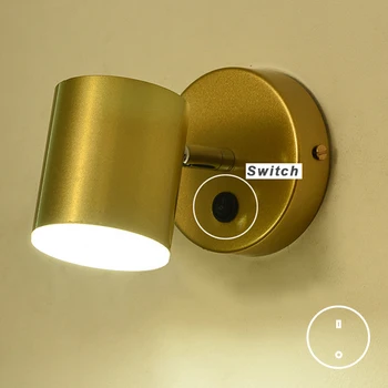 Mini Aur Nordic Lumini de Perete Noptiera Antic Lampă de Perete Modernă Interioară corp de Iluminat pentru Baie cu Comutator Lampara Dormitorio