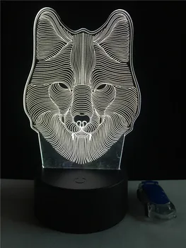 Animal Cap de Lup 3D Lumina de Noapte Iluminat cu LED-uri RGB USB Spirit Festival Multicolor Luminaria Masă Gradget Lampă de Noptieră Pentru Copii