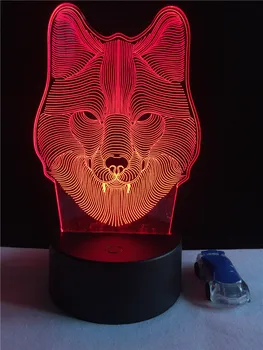 Animal Cap de Lup 3D Lumina de Noapte Iluminat cu LED-uri RGB USB Spirit Festival Multicolor Luminaria Masă Gradget Lampă de Noptieră Pentru Copii