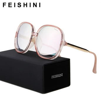 FEISHINI Gradient Supradimensionate pentru Femei ochelari de Soare Cadru Mare din Plastic Transparent Alb de Moda de Culoare Unisex Bărbați Ochelari de Soare Clar 28087