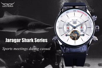 Jaragar Bărbați Ceasuri De Top De Brand De Lux Automată De Moda Ceas Sport Shark Linii De Design Banda De Cauciuc Tourbillion Afișare Calendar