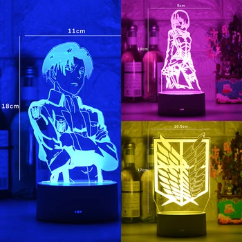 Noi 3d Lampa de Atac pe Titan Mikasa Ackerman Figura Copii Veioza pentru Camera de Decorare Culoare Led Lumina de Noapte Anime Cadou