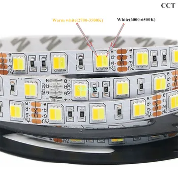 SMD5050 DC12V 300LED 5m RGB + CCT CCT W & WW LED Strip lumină Dual Alb 2 in 1 Temperatura de Culoare bandă LED string Panglică de Iluminat