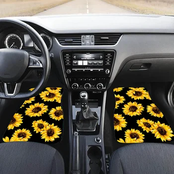 4buc Floarea-soarelui de Imprimare Universal Auto Covorase Auto Covorașe Auto Mocheta Pentru Toate Masinile Anti-Alunecare Neopren Auto Tampoane Picior