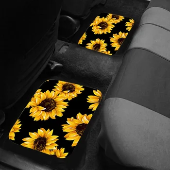 4buc Floarea-soarelui de Imprimare Universal Auto Covorase Auto Covorașe Auto Mocheta Pentru Toate Masinile Anti-Alunecare Neopren Auto Tampoane Picior