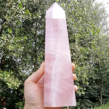 De mari Dimensiuni 80g-2kgs dropshipping Naturale de trandafir roz cuarț obelisc bagheta de cristal turnul de pietre pretioase punct de vindecare cuarț Decor acasă