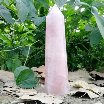 De mari Dimensiuni 80g-2kgs dropshipping Naturale de trandafir roz cuarț obelisc bagheta de cristal turnul de pietre pretioase punct de vindecare cuarț Decor acasă