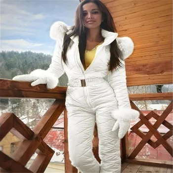 2020 Noi De Iarna Cald Îmbrăcăminte Sport De Zăpadă De Schi, Costume Impermeabile Salopeta De Exterior Femei Culoare Solidă Centura Hood Petrecere A Timpului Liber