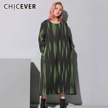 CHICEVER 2020 Primăvară Lovit Culori de Rochii Pentru Femei mâneci Lungi Vrac Rochie de Femei de Moda Casual, Haine Noi