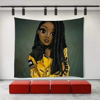 Arta Neagră Afro-American Fata De Afro Fete Tapiserii Hippie Arta 2875