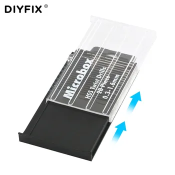 DIYFIX Micro Mini Set burghie Aluminiu Mână cu Chuck și 20buc 0.3-1.6 mm Direct Shank Twist Drill Bits Truse de Scule de Mână 28803