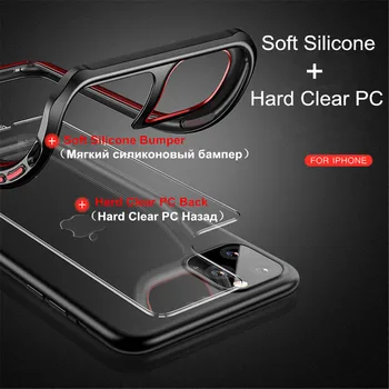 Lux la Șocuri Silicon Airbag Transparent Caz Pentru iPhone 11 Pro Max TPU Spoiler Cazuri Greu PC-ul Clară a Capacului din spate+Pahar Gratuit