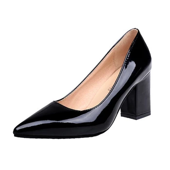 7 cm Toc Pompe de Moda Pantofi de Mers pe jos de Femei Solide Casual Pompe Subliniat Toe din Piele Doamnelor Pantofi de zi cu Zi pentru grupul de Lucru 2895