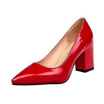 7 cm Toc Pompe de Moda Pantofi de Mers pe jos de Femei Solide Casual Pompe Subliniat Toe din Piele Doamnelor Pantofi de zi cu Zi pentru grupul de Lucru