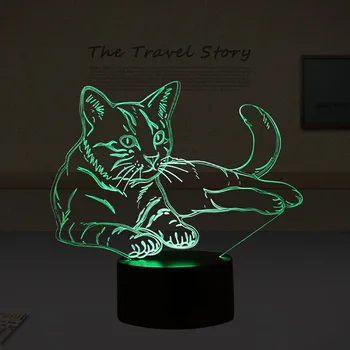 BDBQBL 3D Minunat Cat a CONDUS Lampă de Noapte Iluzie 3D Creative Vacanță Lumina de Noapte USB Remote Touch Birou Pentru Dormitor Studiu Lampă de Noapte