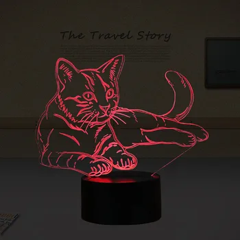 BDBQBL 3D Minunat Cat a CONDUS Lampă de Noapte Iluzie 3D Creative Vacanță Lumina de Noapte USB Remote Touch Birou Pentru Dormitor Studiu Lampă de Noapte