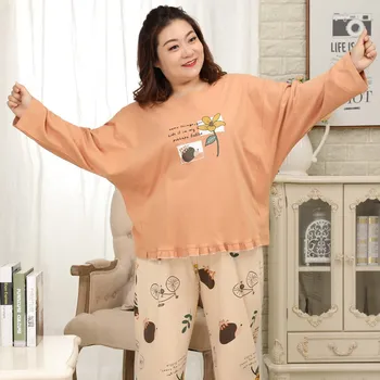 Plus dimensiune 135 kg 5XL seturi de pijamale femei casual bumbac pentru femei pijamale cu maneci Lungi de iarnă pijamale bust 152 CM 29014