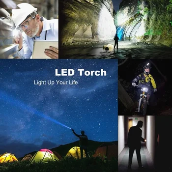 USB Reîncărcabilă lanterna Lanterna T6 LED-uri Lumini Built-in Baterie 4 Moduri Impermeabil Camping Lampa Zoom Flash Lampă Lumină Bicicleta