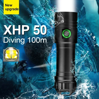100M Scufundări lanterna led-uri xhp50 cel mai puternic scufundări lanterna Reîncărcabilă 18650 acumulator 26650 impermeabil vânătoare subacvatică lampa