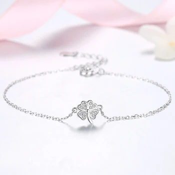 ELESHE Noua Moda Floare Farmecul Bratari Pentru Femei Argint 925 Norocos Clover Brățară Reglabil Lanț Moda Bijuterii