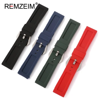 REMZEIM Silicon Moale Sport Watchband Roșu Negru Verde Albastru Bărbați Femei 22mm 24mm 26mm Înlocuire Trupa Ceas Curea Accesorii 29410