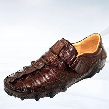 Sipriks Piele De Crocodil Pantofi Casual Barbati De Lux Cârlig & Bucla De Conducere Pantofi Confort Respirabil Încălțăminte Pantofi De Piele Maro 44 Noi 2976