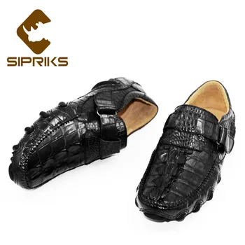 Sipriks Piele De Crocodil Pantofi Casual Barbati De Lux Cârlig & Bucla De Conducere Pantofi Confort Respirabil Încălțăminte Pantofi De Piele Maro 44 Noi