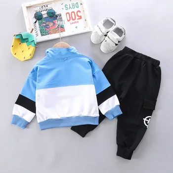 2020 Nou baieti set haine Copii Haine de Moda Băieți Fete Scrisoare Mozaic T Shirt Pantaloni 2 buc/seturi de Copii Copilul Trening