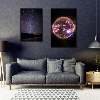 Hd Imprimare Panza Pictura De Artă Modernă Poster De Perete Pictura Imagine Violet Cerul De Noapte Planeta Acasă Decorare Camera De Zi Murală