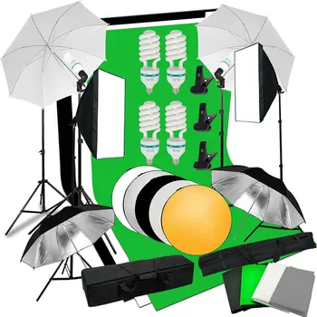 Astudio Studio foto Kit de Iluminat 4x135W foto becuri+Fundaluri Softbox umbrela Studio Kit+5 în 1 Panou Reflector