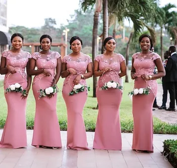 2018 Din Africa De Invitati De Nunta Formale Rochie Fantezie Fată Roz Mâine Plus Dimensiune Domnișoară De Onoare Rochii De Bal Pentru Femei 30453