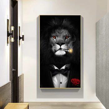Modern Animale Imagini de Artă Panza Imprimate Pictura Amuzant pentru Nefumători Leu Arta de Perete Poster pentru Camera de zi Decor Acasă