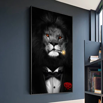 Modern Animale Imagini de Artă Panza Imprimate Pictura Amuzant pentru Nefumători Leu Arta de Perete Poster pentru Camera de zi Decor Acasă