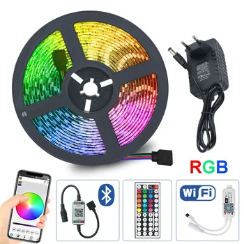 Banda LED 5m 10m 15m RGB cu led-uri Impermeabil neon Flexibil 5050 lumina DC12V 60 Led-uri/M bandă WIFI Bluetooth IRRemote controller adaptor