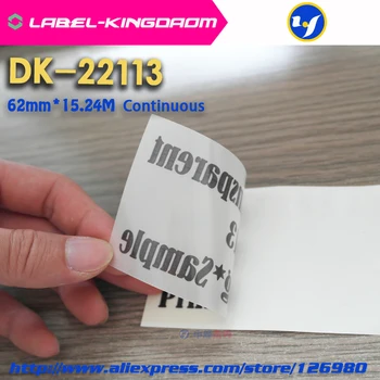 1 Role Compatibile DK-22113 Eticheta 62mm*15.24 M Continuu Compatibil pentru Brother Imprimantă de Etichete Jumătate de Material Transparent